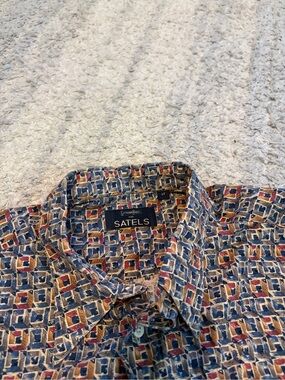 Gitman Bros For Satels Vintage 90s Geometric Abstract Button Down Shirt LT Cotto